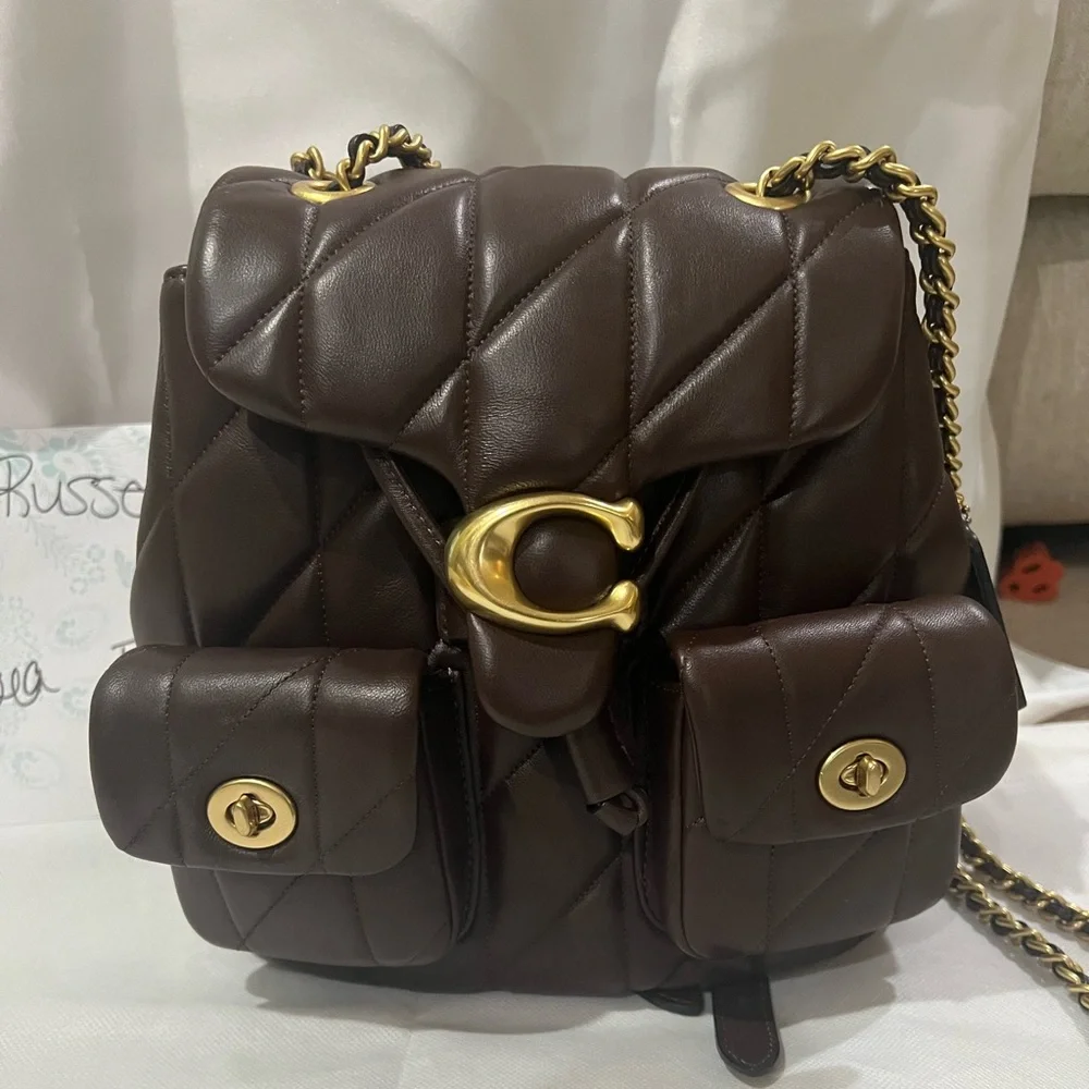 Coach | Bags | Coach Tabby Brown And Gold Quilted Leather Backpack |  Poshmark